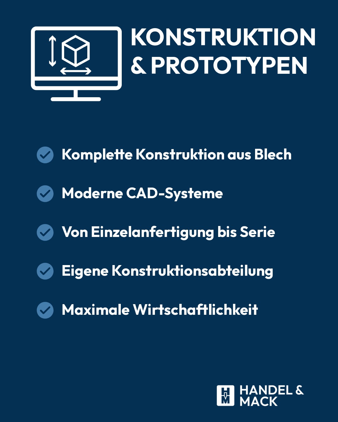Post Konstruktion und Prototypen mit Monitor-Icon und fünf Bullets