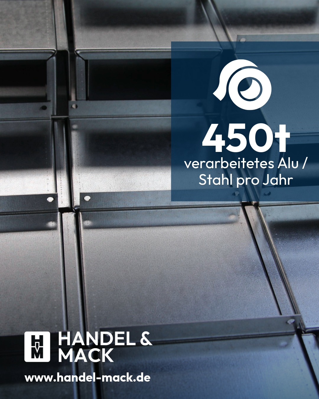 Post 450 Tonnen verarbeitetes Alu und Stahl pro Jahr, Foto eines Blechlagers